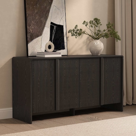 Manhattan Comfort Novara 60in Sideboard in Black (4-Door) SB1671-3