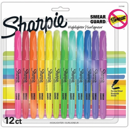 Sanford Sharpie Accent Pocket Style Highlighter - Chisel Tip - Assorted Ink - 12 Pack 27145