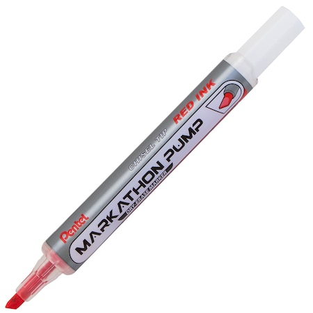 Pentel Markathon Pump Dry Erase Marker, Chisel Tip, Red Ink, 12PK MWL6SX-B