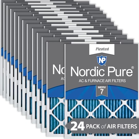 Nordic Pure 14x18x1 Pleated Air Filter, High Capacity, Electrostatically Charged Synthetic Media, MERV 7, 24 PK 14x18x1M7-24