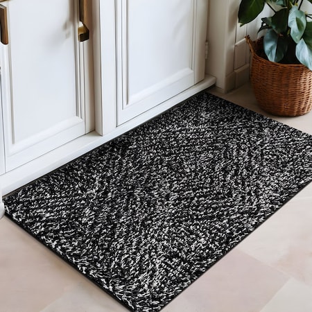 World Rug Gallery Minimal Stripe Geometric Shag Area Rug 2 ft x 3 ft Anthracite WR130ANTHRACITE2X3