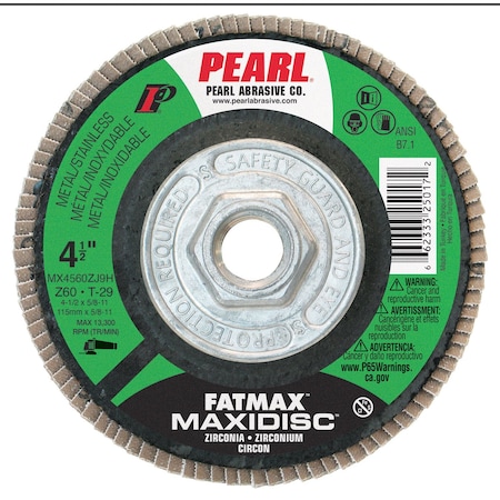 Pearl Fatmax Zirconia Maxidisc 4-1/2 x 5/8-11 Z60 T-29 MAX4560ZJ9H