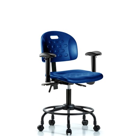 Blue Ridge Ergonomics Poly Chair, Round Tube Base, Desk, Arms, Casters, Blue BR-HPDHCH-RT-T0-A1-RC-BLU