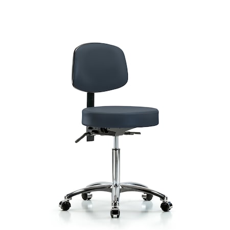 Blue Ridge Ergonomics Ben Stool, Med, Vinyl, Bk, Cast, Nav BR-VMBST-CR-T1-NF-CC-8582