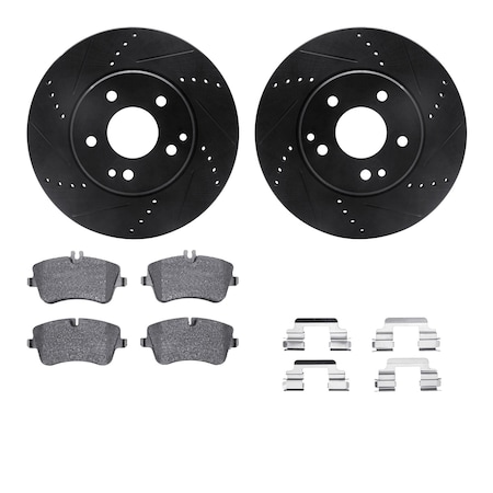 Dynamic Friction Co DFC Rotors-Drilled & Slotted-Black w/ EURO 5000 Ceramic Brake Pads Incl Hdw 8612-63059