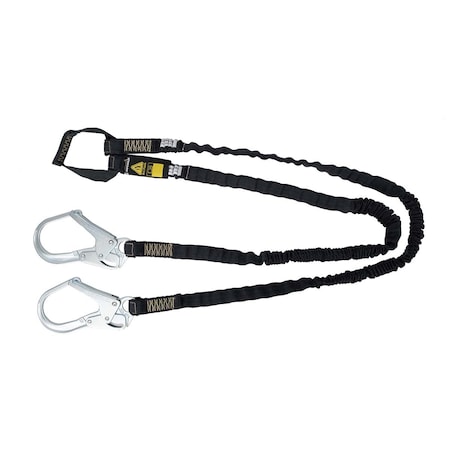 Safewaze Arc Flash 6 ft Internal Energy Absorbing Lanyard Aramid, Dual Leg, Soft Loop, Rebar Hooks 024-2153