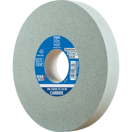 Pferd PFERD Vitrified Bench Wheel, CARBIDE, 12in x 1-1/2 x 3, 80 Grit, Silicon Carbide 61698