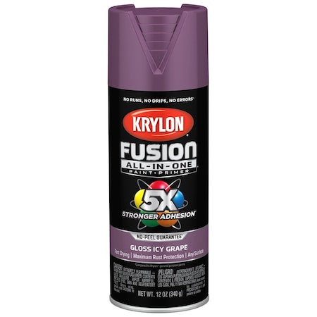 Krylon 12 Oz K02709007 Icy Grape Fusion All-In-One Paint & Primer Spray Paint, Gloss K02708007