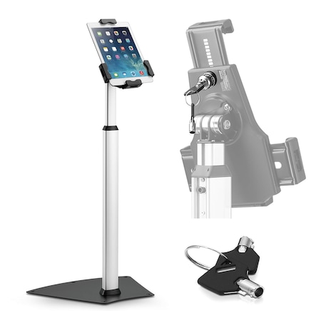 Pyle Pyle Anti-Theft Tablet Security Stand, Aluminum Metal, Adjustable Height, Fits iPad/Samsung PSPADLK60