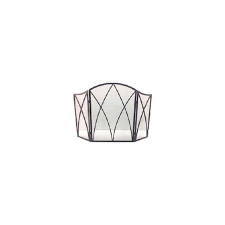 Panacea Fireplace Screen, Gothic Black Steel, 32 x 48-In. 15193
