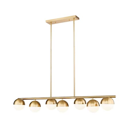 Z-Lite Realm Sphere 7 Light Linear Chandelier, Modern Gold, 54 In W 7517-7L-MGLD