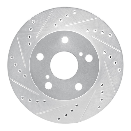 Dynamic Friction Co DFC Brake Rotor - Drilled and Slotted - Silver 631-76111L