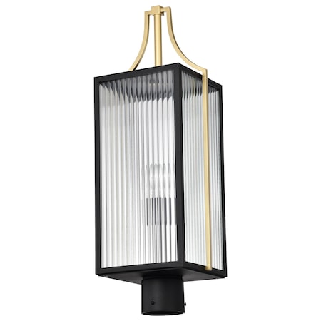 Nuvo Holden, Outdoor Post Lantern, Gold and Black Finish, Clear Glass 60/8504