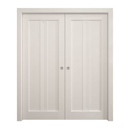 Sartodoors Sliding French Double Pocket Doors 48 x 84 inches, Ego 5006 Painted White Oak, Kit Rail Hardware ,  EGO5006DP-PWO-4884