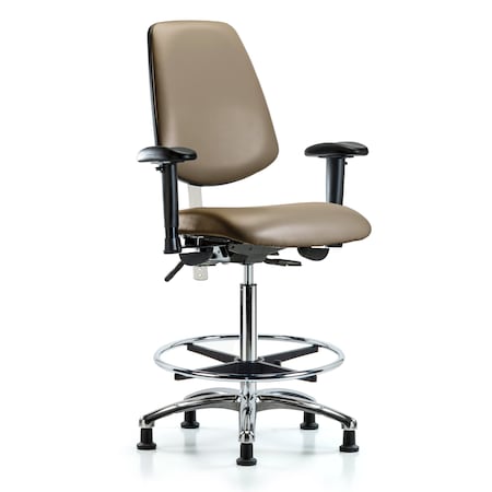 Blue Ridge Ergonomics Vinyl Clean Room Chair, Adjustable Arms BR-NCR-VHBCH-MB-CR-T1-A1-CF-RG-8809