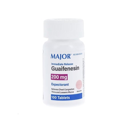 Major Pharmaceuticals Guaifenesin IR Tablets 200mg, 100PK 1381228