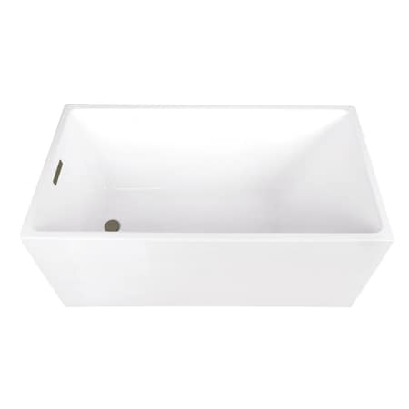 Kingston Brass 51" Acrylic Rectangular Double Ended Freestanding Tub with Drain, Glossy White/Antique Brass VTSQ512823C413