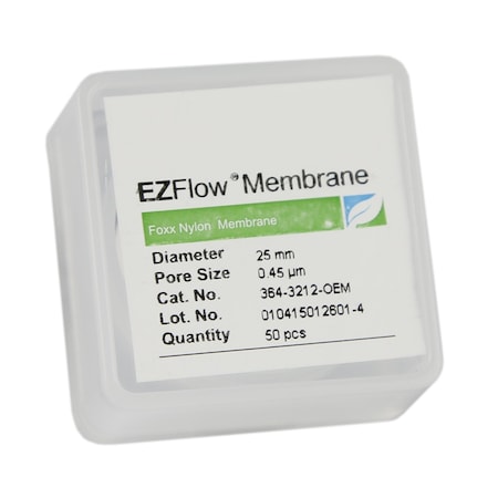 Foxx Life Sciences EZFlow Nylon Hydrophilic Membrane Filters, 0.45 um, 25 mm Diameter Filter Discs, 50PK 364-3212-OEM