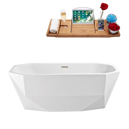Streamline 59.1 in L, 28.3 in W, Glossy White, Acrylic, Center N621BNK