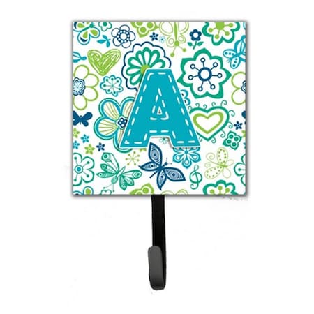 Carolines Treasures Letter A Flowers And Butterflies Teal Blue Leash and Key Holder CJ2006-ASH4