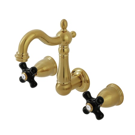 Kingston Brass Double-Handle Wall Mount Bathroom Faucet, Brushed Brass KS1227PKX
