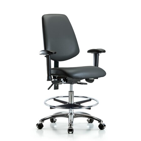 Blue Ridge Ergonomics Vinyl Chair, Vinyl, Adjustable Arms BR-VMBCH-MB-CR-T0-A1-CF-CC-8823