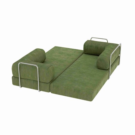 Homeroots 82" Green Corduroy Convertible Futon Sleeper Sofa 706809