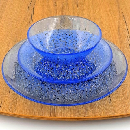 Red Pomegranate Collection Isla Dinnerware Set, Indigo & Bronze - 12 Piece 0965-7