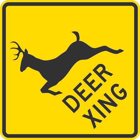 Lyle Deer Xing (w/sym), 24x24, High Intensity Prismatic, Yellow G-13149-HI_24x24