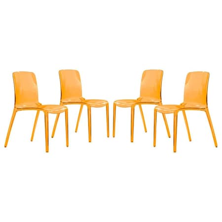 Leisuremod Murray Modern Dining Chair, Transparent Orange, 4PK MC20TOR4
