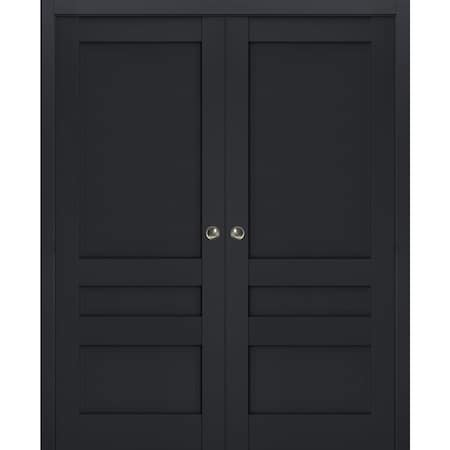 Sartodoors Sliding French Double Pocket Doors 60x84 (2* 30x84) Solid Core Modern Interior VEREGIO7411DP-ANT-6084