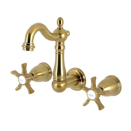 Kingston Brass Double-Handle Wall Mount Bathroom Faucet, Brushed Brass KS1227NX