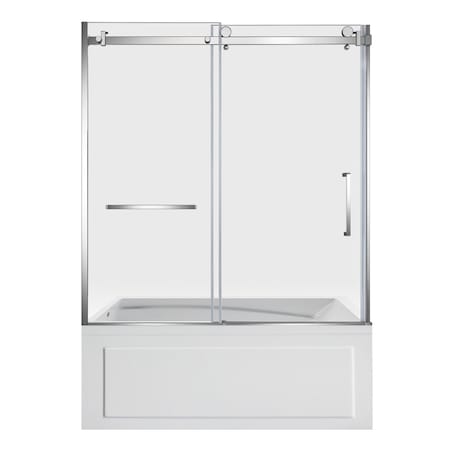 Kingston Brass 60" Acrylic Anti-Skid Alcove Left-Hand Drain Tub with Right Sliding Tub Door, White/Polished Chrome KVTAM6032L22B1