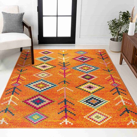Jonathan Y Tribal Love Geometric Orange/Multi 4 ft. x 6 ft. Area Rug MOH105C-4