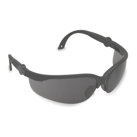 Akita Safety Glasses, Gray, Black Frame, PR EFB20S