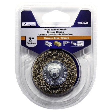 Vulcan Wire Wheel Brush, 2 in Dia, 1/4 in Arbor/Shank 321581OR