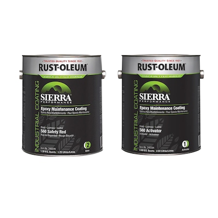 Rust-Oleum Epoxy Activator and Finish Kit, Safety Red, High Gloss, 1 gal, 230 to 340 sq ft/gal, S60 Series 248287