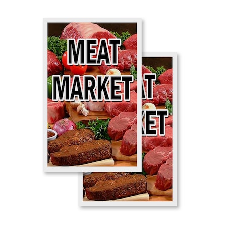 Signmission Meat Market, Vinyl Decals Only 24 Inch x 36 Inch, Vinyl Decal, 2PK DSB-2436-2PACK-Meat Market