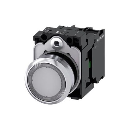 Siemens Illuminated pushbutton, 22 mm, round, metal, shiny, clear 3SU1152-0AB70-1BA0-ZY19