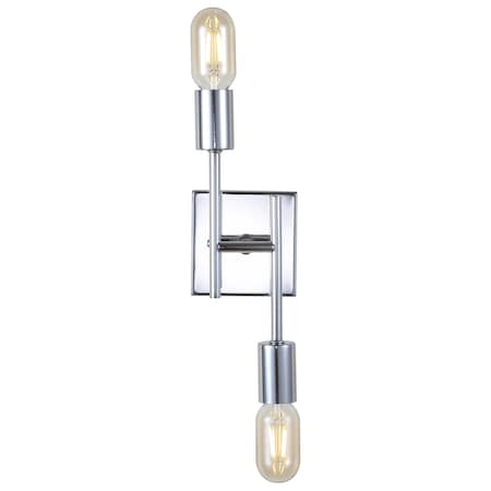 Jonathan Y Turing 18.7" 2-Light Metal LED Wall Sconce, Chrome JYL7456A