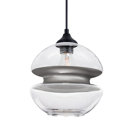 Besa Lighting Besa Hula 8 Outdoor Pendant, Clear/Silver, Black Finish, 1x 8W LED Filament OP-HULA8SL-EDIL-BK