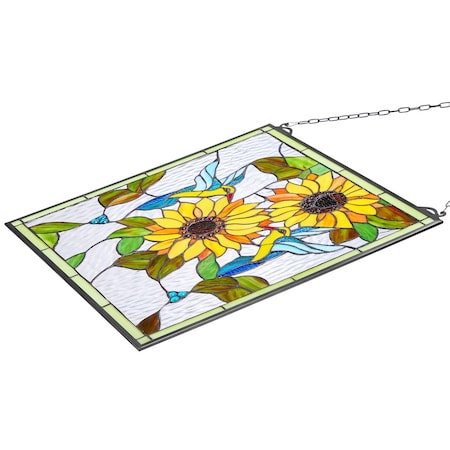 Vevor Stained Glass Tiffany Style Hanging Window Panel with Chain 20 x 20 Inches NC-SG07