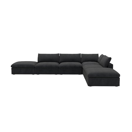 Homeroots Black Linen Blend Modular L Shaped Six Piece Corner Sectional 714577