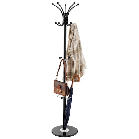 Vevor Freestanding Coat Rack Stable Marble Base with Umbrella Holder & 14 Hooks GH-8617