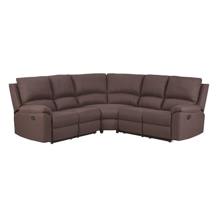 Homeroots Brown Polyester Blend Reclining U Shaped Three Piece Corner Sectional 366240