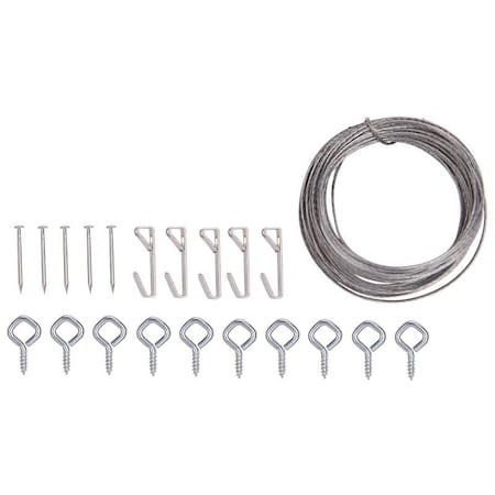 Prosource Picture Hanging Kit, 10 lb, Steel, Zinc, Zinc, Nail-In Mounting PH-121123-PS