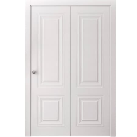 Sartodoors Sliding Closet Bi-fold Doors 72 x 84 inches, BASIC 9772 White, Sturdy Tracks Moldings Trims Hardwa BASIC9772BF-SKIN-7284