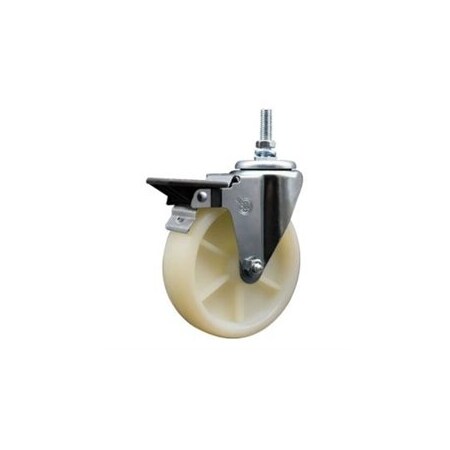 Service Caster 5 Inch Nylon 38 Inch Threaded Stem Caster with Brake SCC-TS20S514-NYS-PLB-381615