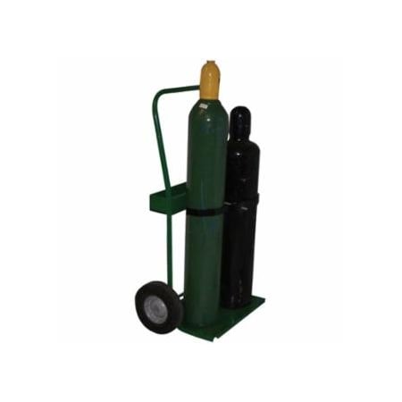 Saf-T-Cart 800 Series Cart, Holds 2 Cylinders, 6-1/2 in to 7-3/4 in dia, 10 in Semi-Pneumatic Wheels 339-820-10