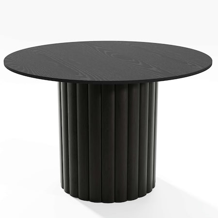 Homeroots 46" Black Solid Wood Pedestal Base Round Top Dining Table 721070
